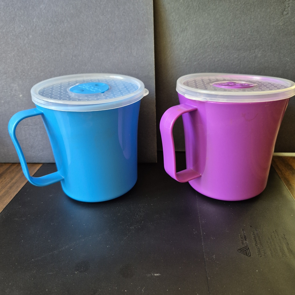 Blue and Purple Mugs with Lids